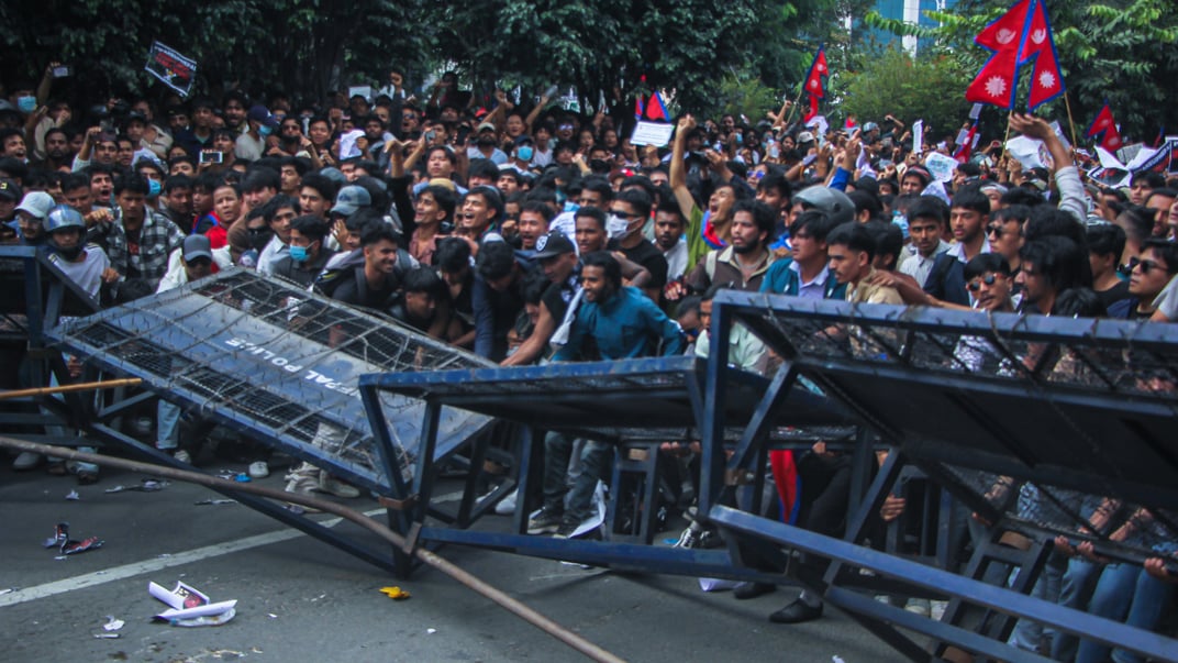 Акція протесту проти корупції та заборони соціальних мереж у Катманду, Непал, 8 вересня 2025 року