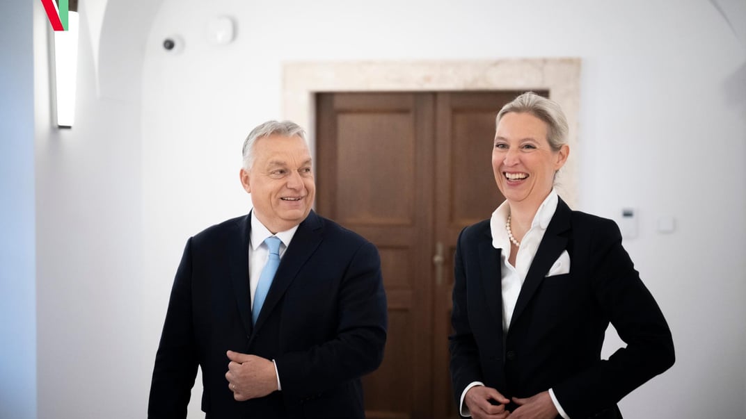 Віктор Орбан та Аліса Вайдель Прем’єр-міністр Угорщини Віктор Орбан та кандидатка у канцлери Німеччини Аліса Вайдель