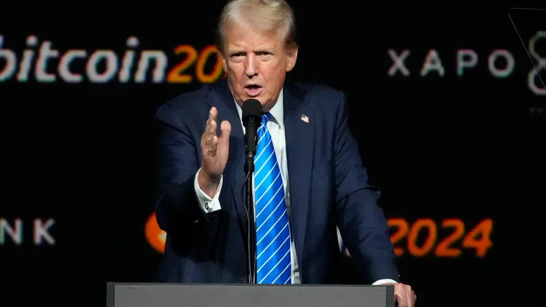 Ілюстративне фото. Кандидат у президенти США від Республіканської партії Дональд Трамп виступає на конференції Bitcoin 2024 у Нешвіллі, штат Теннессі, 27 липня 2024 року