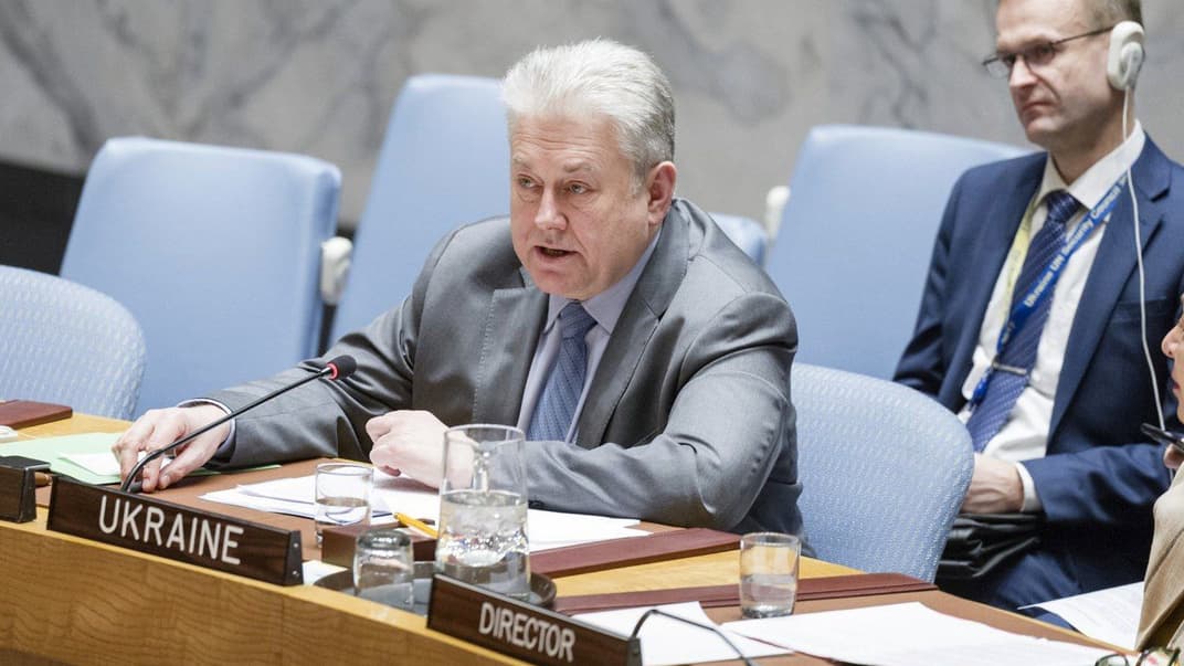 Постійний представник України при ООН Володимир Єльченко під час засідання Ради безпеки ООН, архів