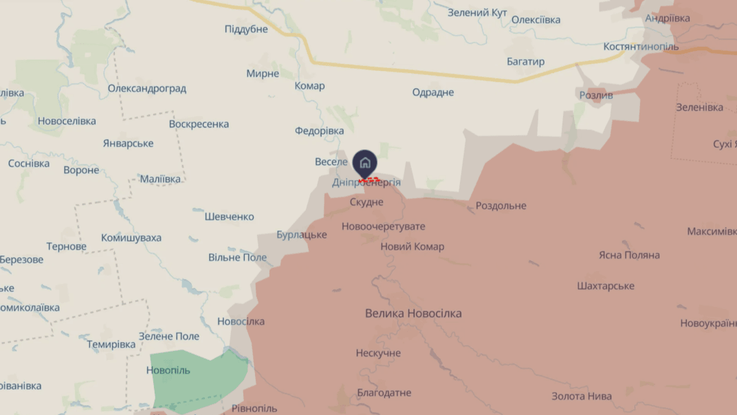 Ситуация возле села Днепроэнергия по состоянию на 14 апреля 2025 года