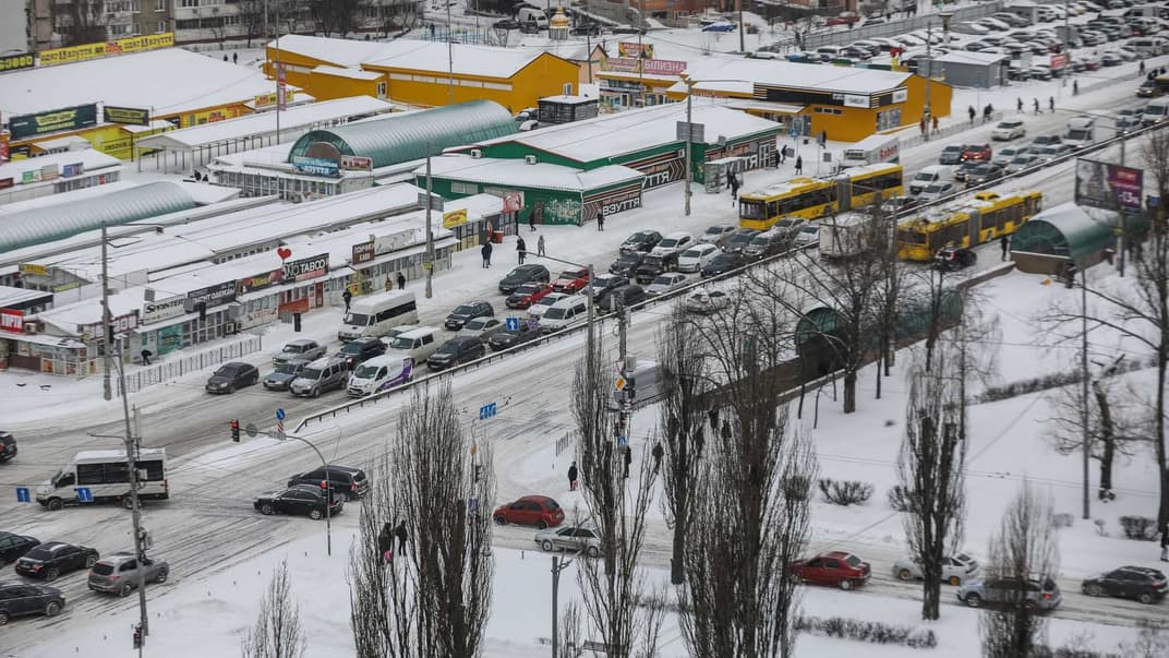 Движение транспорта в Киеве, 9 февраля 2021 года