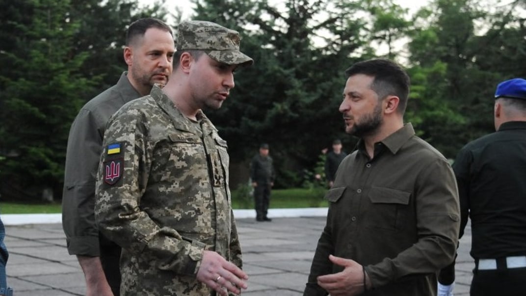 Президент України Володимир Зеленський та начальник Головного управління розвідки Міноборони Кирило Буданов у Львові, 8 липня 2023 року