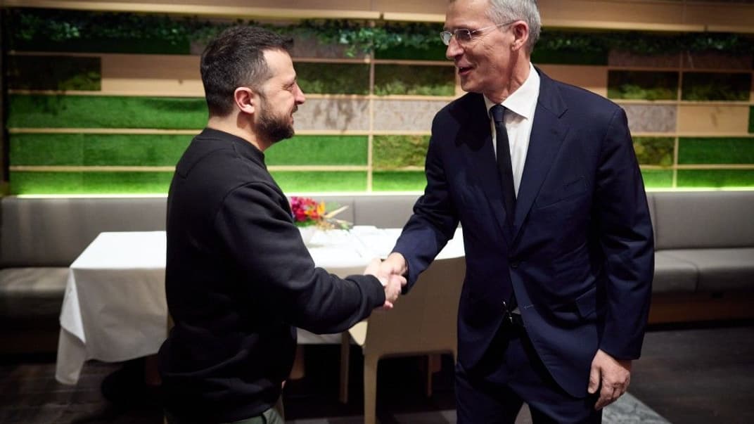 Встреча Владимира Зеленского и Йенса Столтенберга в Давосе, 16 января 2024 года