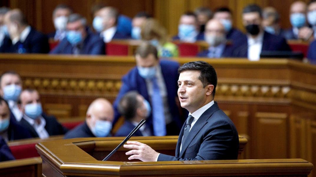 Президент Украины Владимир Зеленский во время заседания Верховной Рады Украины, Киев, 20 октября 2020 года