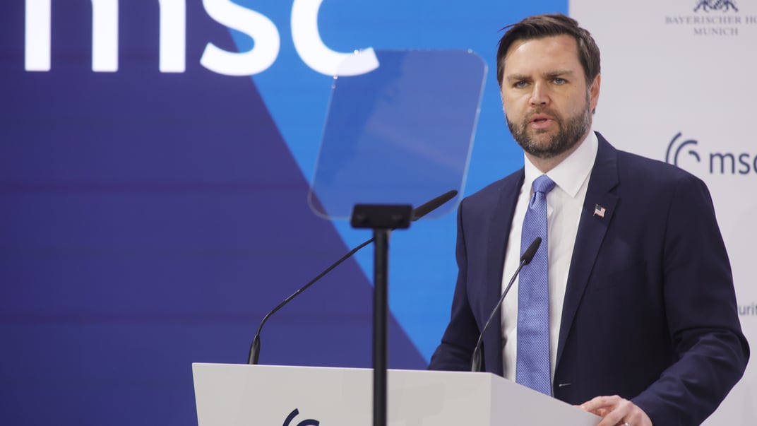 Віцепрезидент США Джей Ді Венс під час виступу на Мюнхенській безпековій конфренції, 14 лютого 2024 року