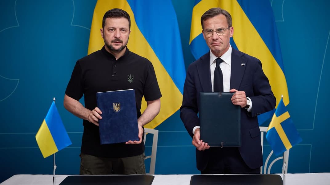 Президент Украины Владимир Зеленский и премьер-министр Швеции Ульф Кристерссон, Стокгольм, 31 мая 2024 года