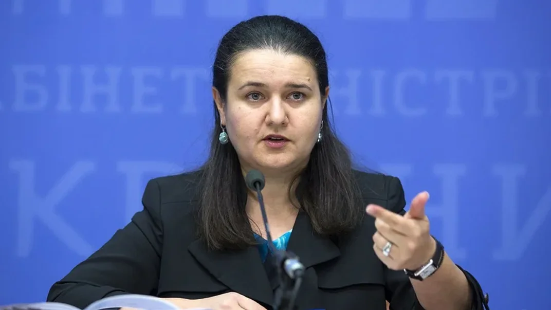 Оксана Маркарова під час брифінгу щодо державного бюджету України, Київ, 23 листопада 2018 року