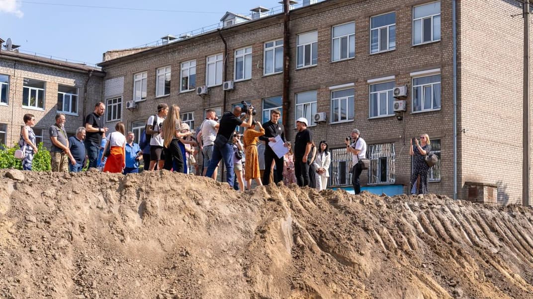 На месте строительства подземной школы в центре Запорожья
