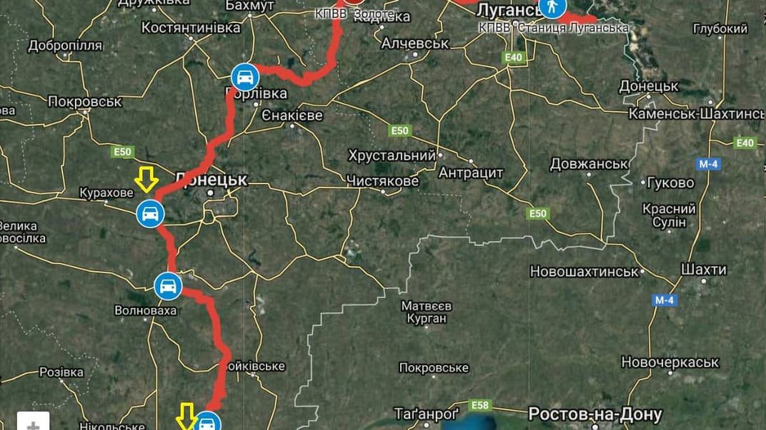 Червоним позначено приблизну лінію зіткнення, жовтим — приблизне місце обстрілів позицій ООС   