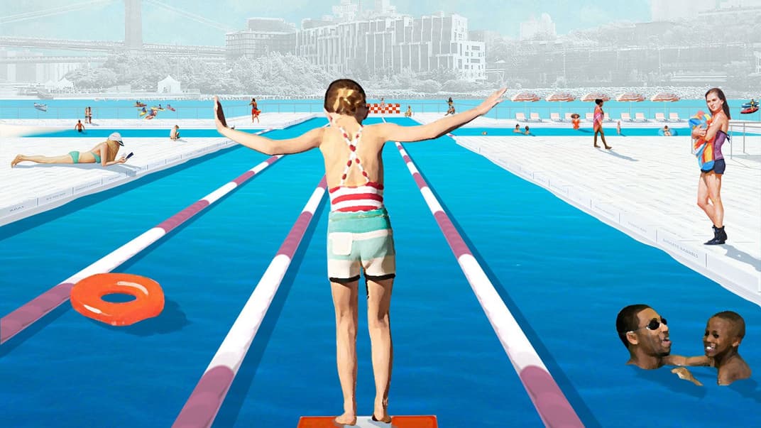 Проект плавающего бассейна на реке Гудзон в Нью-Йорке