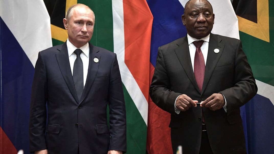 Президент росії володимир путін і президент Південно-Африканської Республіки Сиріл Рамафоса у 2018 році