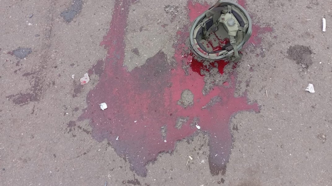 Последствия российского обстрела блокпоста в Купянске, 21 января 2025 года