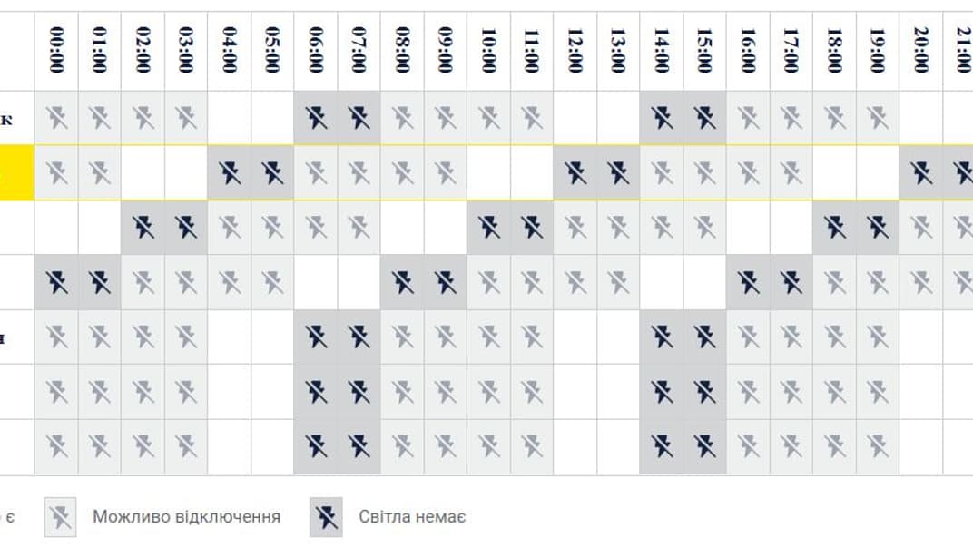График отключения электричества в Киевской области, иллюстративная фотография