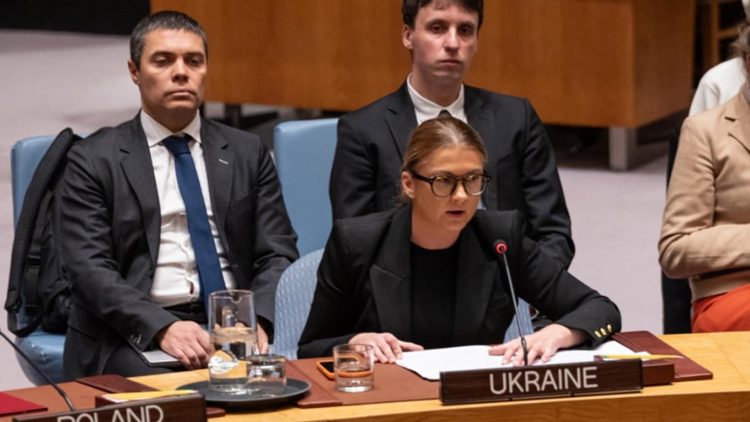 Заместительница постоянного представителя Украины при Организации Объединенных Наций Кристина Гайовишин выступает на заседании Совета Безопасности ООН