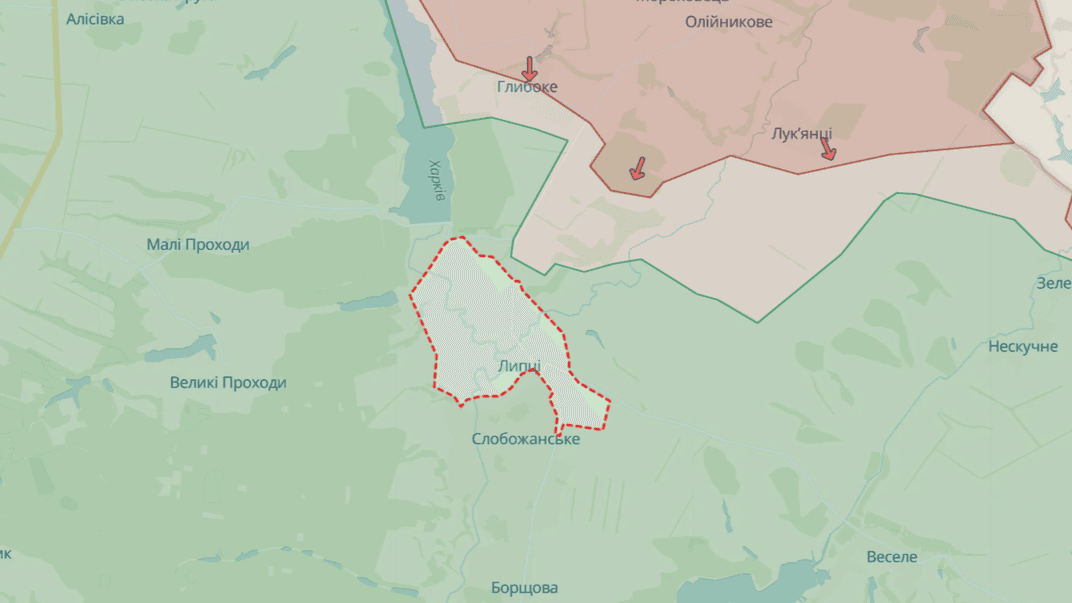 Липцы на карте проекта DeepState по состоянию на 15 июня