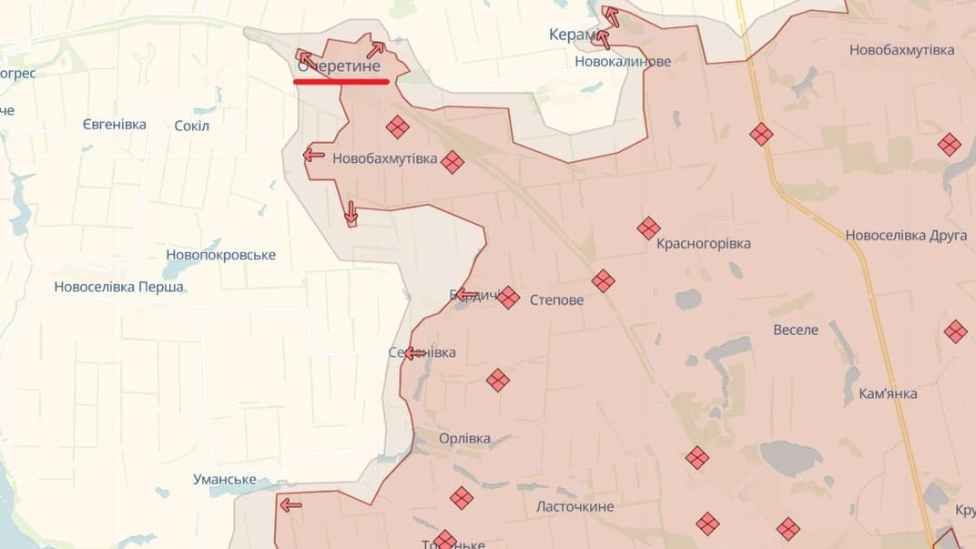 Очеретине на карті проєкту DeepState