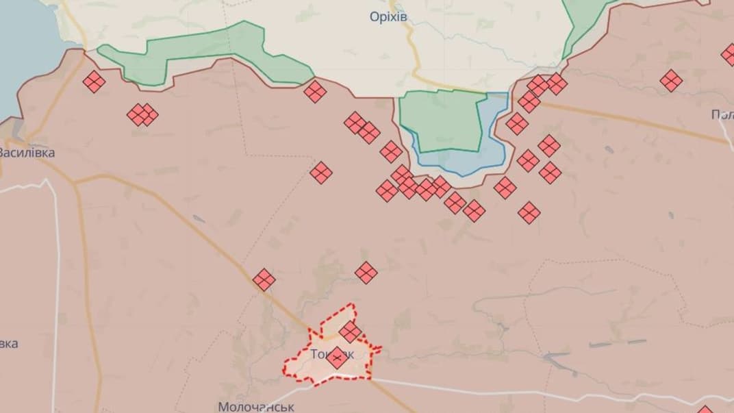 Окупований Токмак на карті DeepState