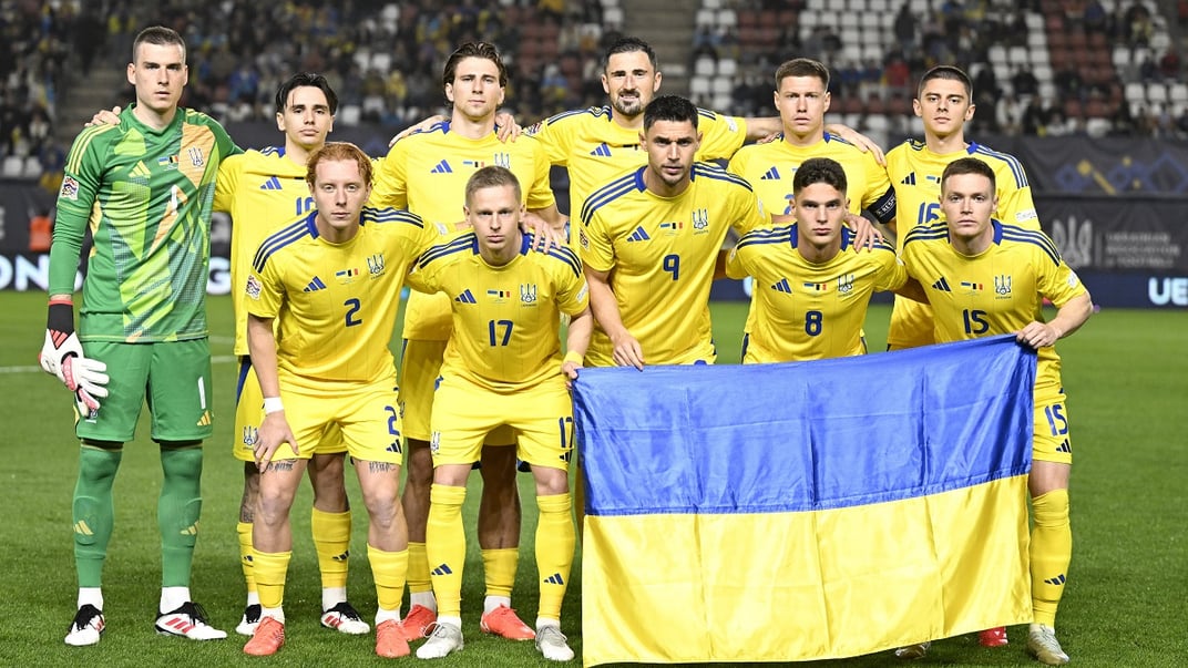 Збірна України під час першого матчу плей-оф Ліги націй за місце в дивізіоні A