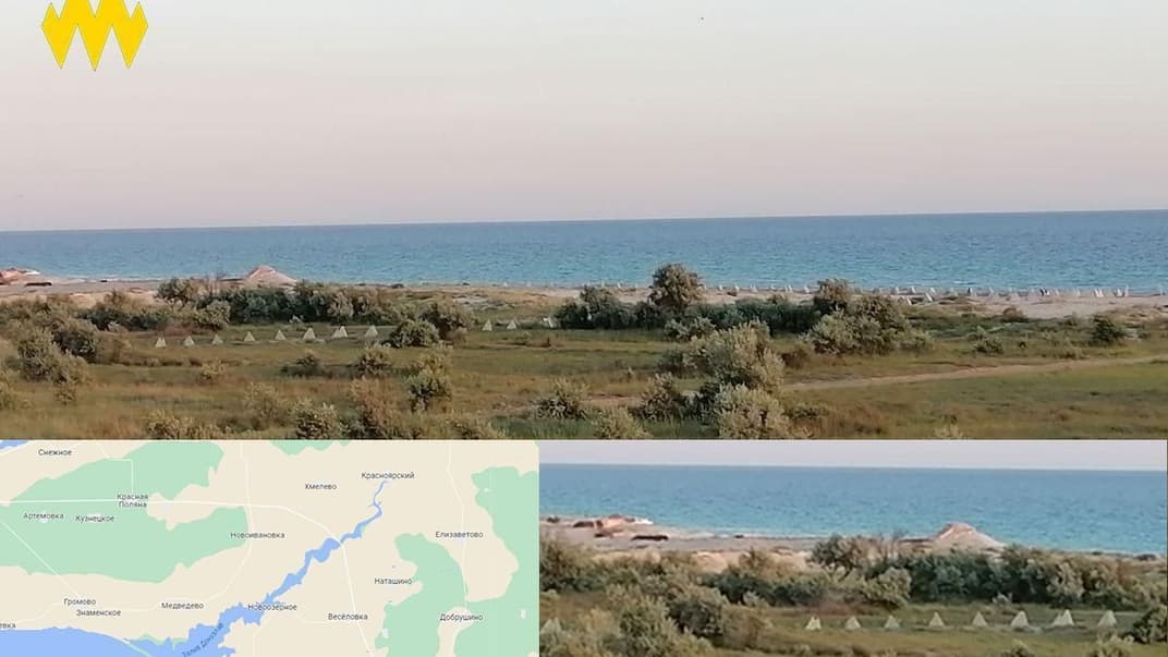 Встановлені росіянами оборонні споруди на узбережжі поблизу Євпаторії