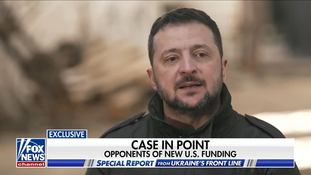 Президент Украины Владимир Зеленский дает интервью телеканалу Fox News