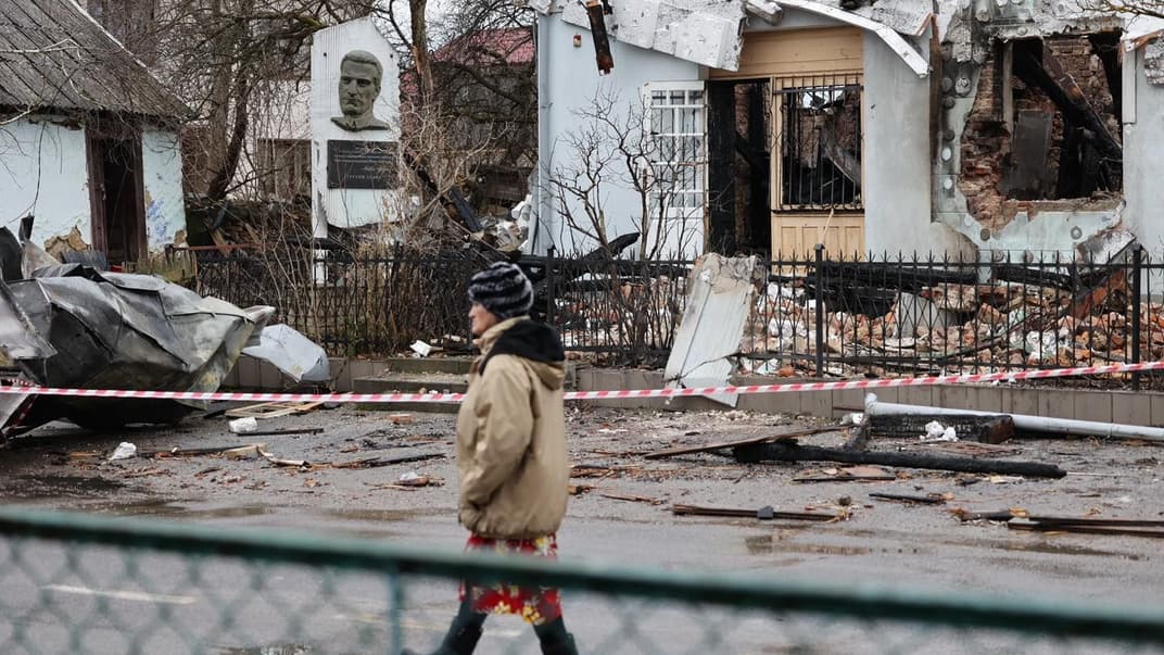 Уничтоженный обломками российского дрона музей Романа Шухевича во Львове, 1 января 2024 года