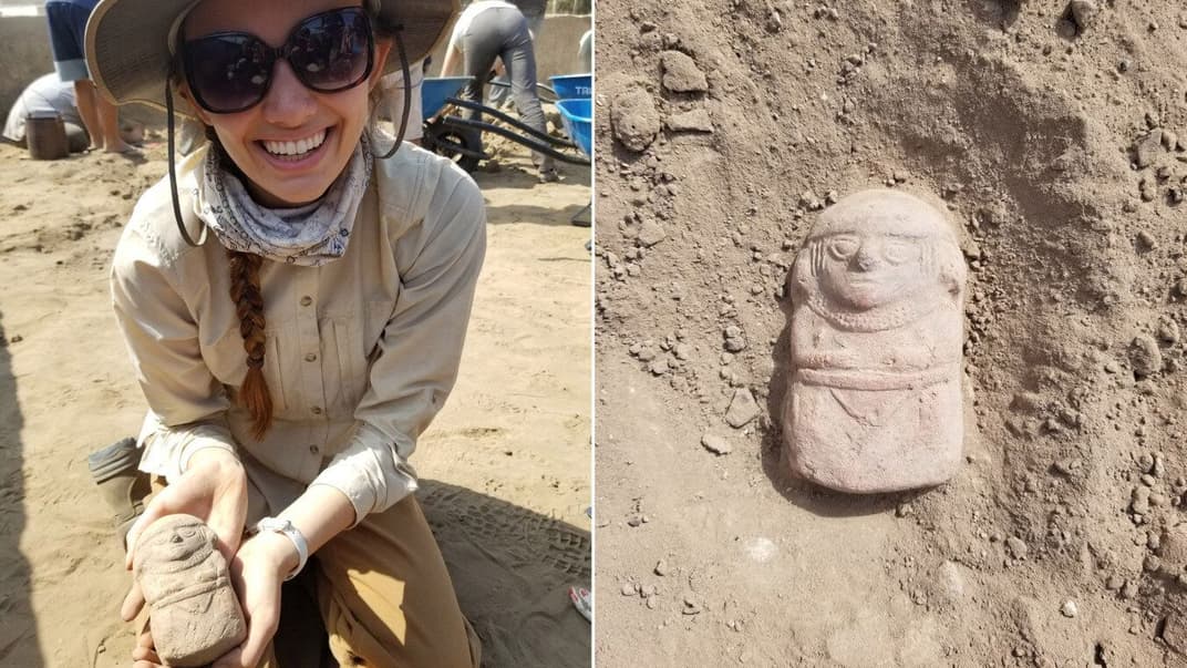 Студентка во время археологических раскопок в Перу нашла древнюю неповрежденную статуэтку