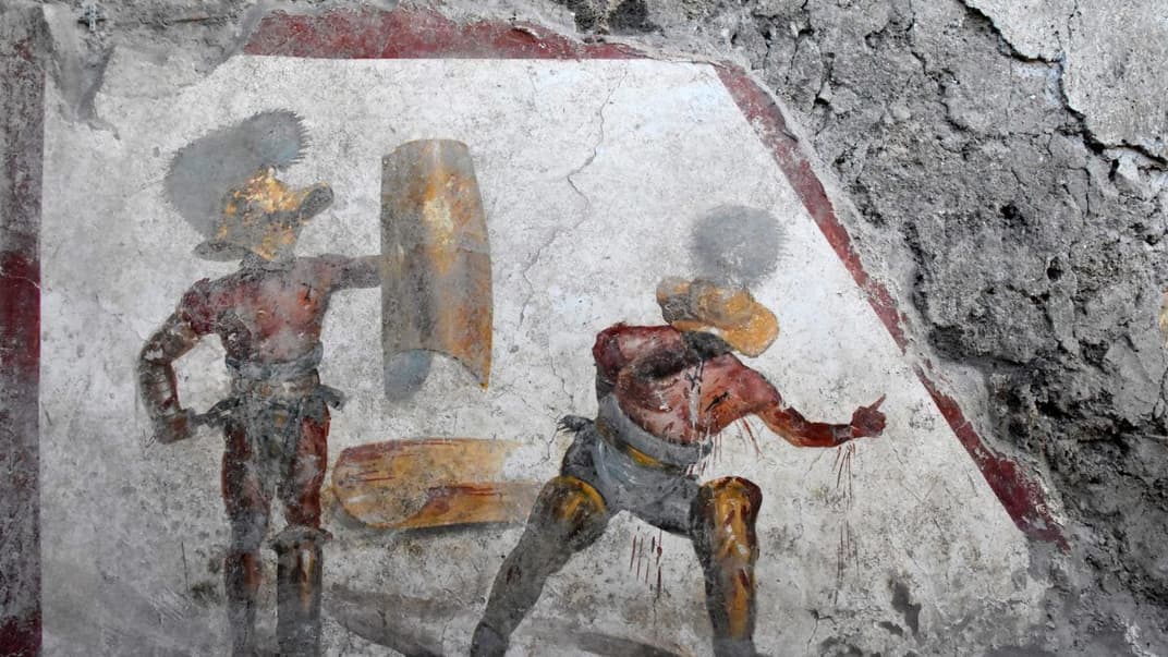 Фреска с изображением боя гладиаторов