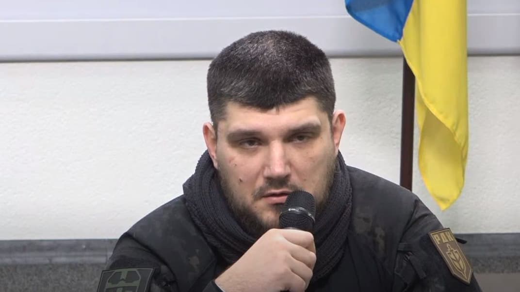 Командир «российского добровольческого корпуса» Денис Никитин на брифинге, Киев, 21 марта 2024 года