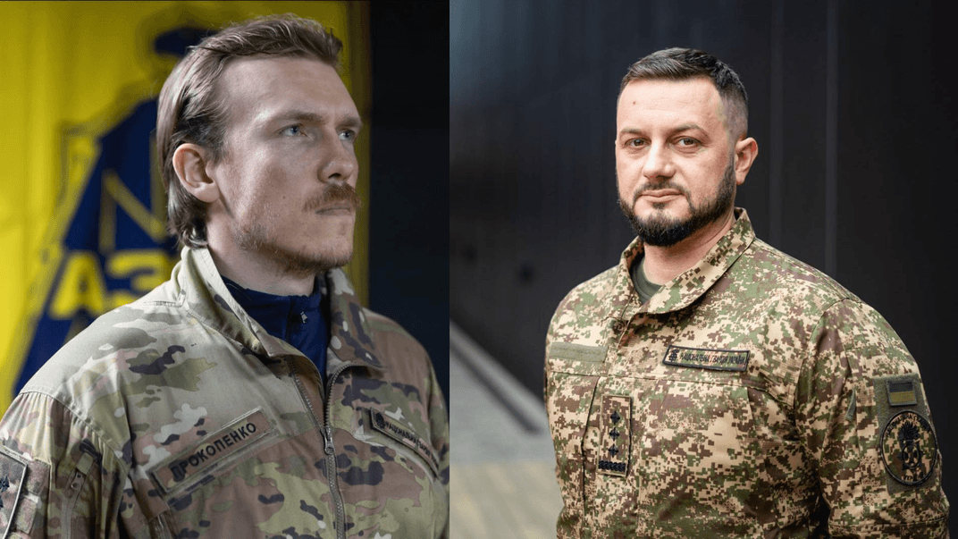 Командири бригад «Азов» та «Хартія» Денис Прокопенко та Ігор Оболєнський