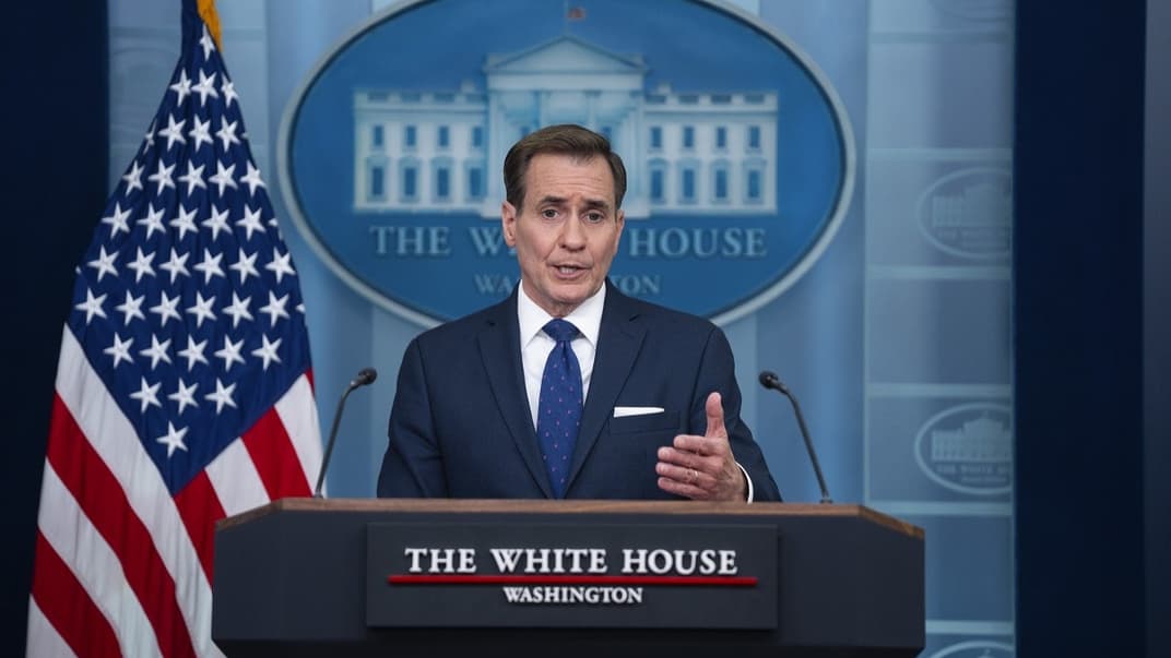 Иллюстративная фотография. Пресс-секретарь Совета национальной безопасности Белого дома Джон Кирби выступает во время пресс-брифинга, 4 апреля 2024 года