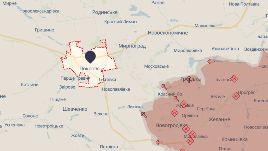 Ситуация вокруг Покровска по состоянию на 4 октября 2024 года.