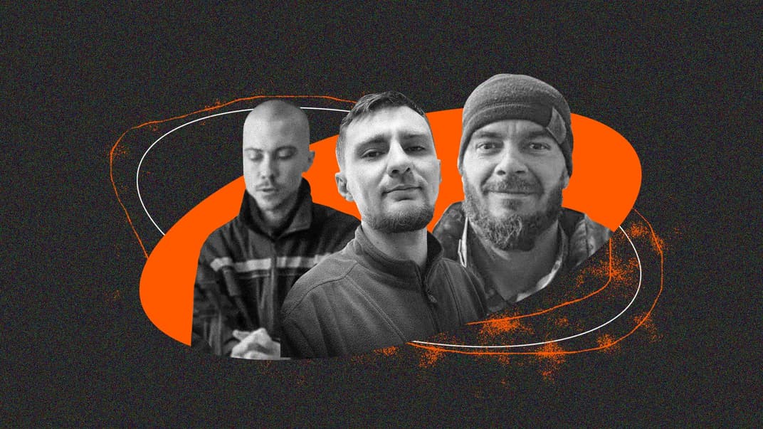Українські військові полонені Євген Ткаченко, Євгеній Висоцький та Роман Харченко
