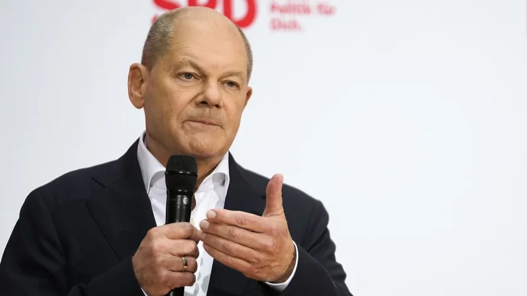 Канцлер Німеччини Олаф Шольц виступає після того, як СДПН висунула його головним кандидатом на майбутніх виборах, 25 листопада 2024 року