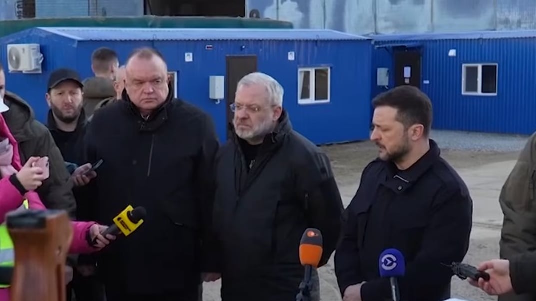 Президент Володимир Зеленський, глава Міненерго Герман Галущенко та президент «Енергоатому» Петро Котін