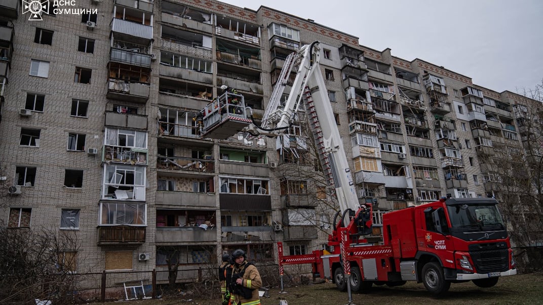 Последствия российских обстрелов по городу Сумы 24 марта 2025 года