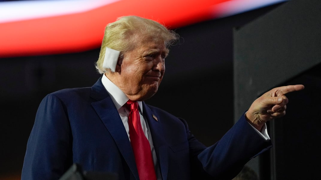 Кандидат в президенты от Республиканской партии Дональд Трамп в первый день Национального съезда Республиканской партии в Милуоки, понедельник, 15 июля 2024 года