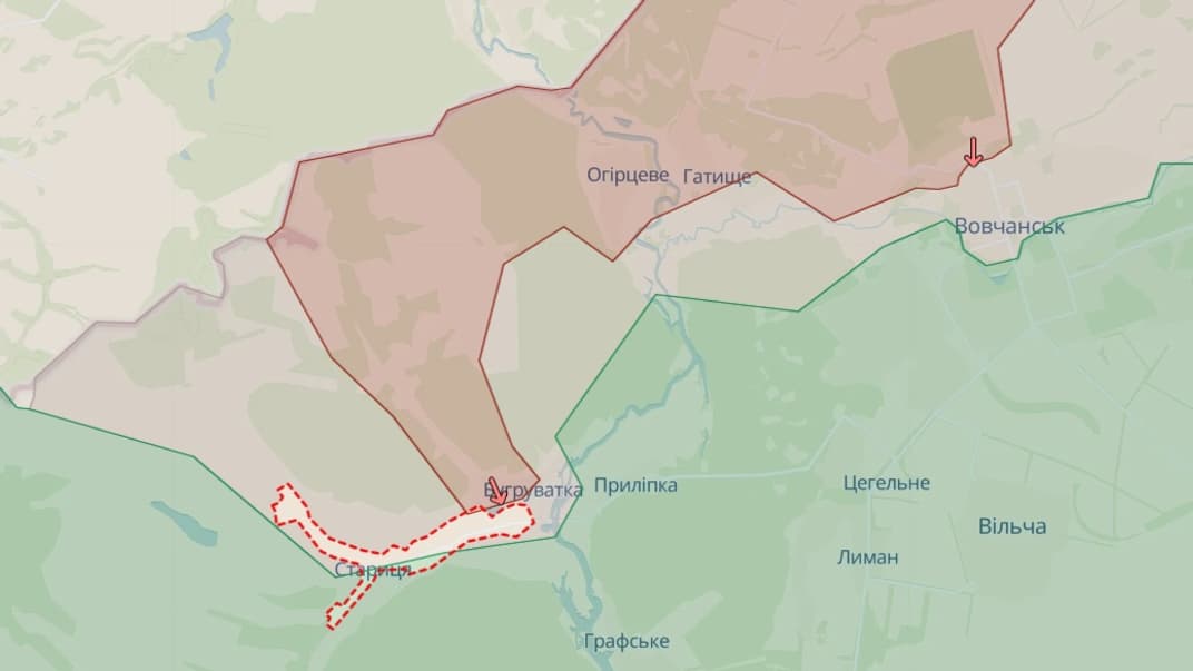 Село Стариця в Харківській області на карті DeepState, 17 травня 2024 року