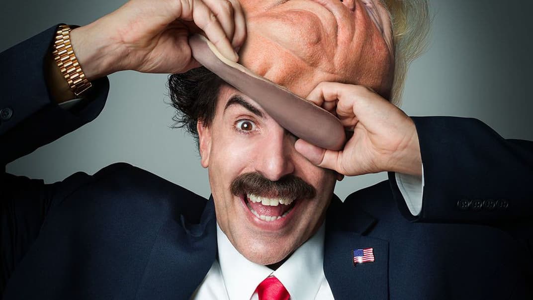 Постер із Сашею Бароном Коеном в ролі Дональда Трампа, стилізований під обкладинку журналу Time
