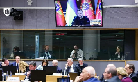 Міністр оборони Євгеній Хмара під час виступу перед міністрами оборони країн ЄС