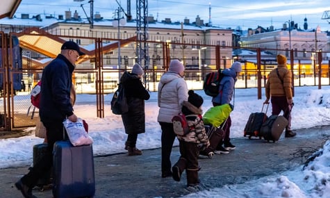 Українські біженці на кордоні з Польщею