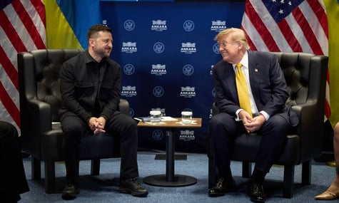 Президент України Володимир Зеленський та президент США Дональд Трамп під час саміту НАТО в Анкарі, Туреччина, 8 липня 2026 року