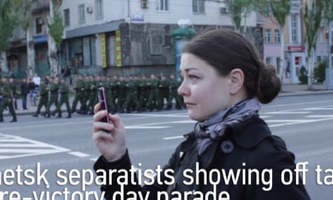 Donetsk Separatists Showing Off Tanks In Pre-Victory Day Parade