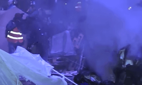 Destroying Barricades During Ukraine's EuroMaidan. December 11, 2013. Kyiv, Ukraine.