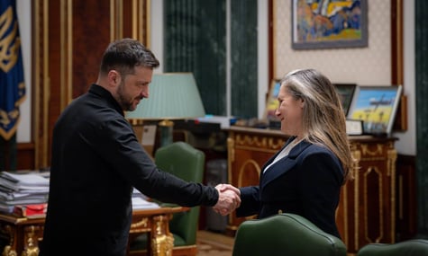 Президент Володимир Зеленський та нова радниця з питань економічного розвитку Христя Фріланд