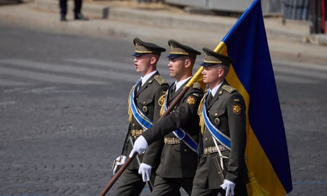 Українські військові на параді в Парижі, 14 липня 2026 року Українські військові на параді в Парижі, 14 липня 2026 року