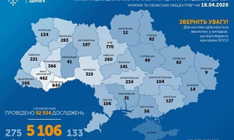 В Україні коронавірус підтвердили вже у понад 5 тисяч людей