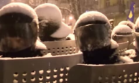 A Maidan Confrontation with Police. December 9, 2013. Kyiv, Ukraine.