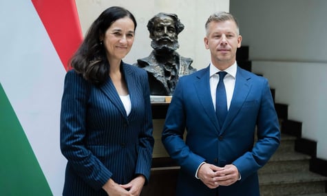 Міністерка закордонних справ Угорщини Аніта Орбан і прем'єр-міністр Угорщини Петер Мадяр