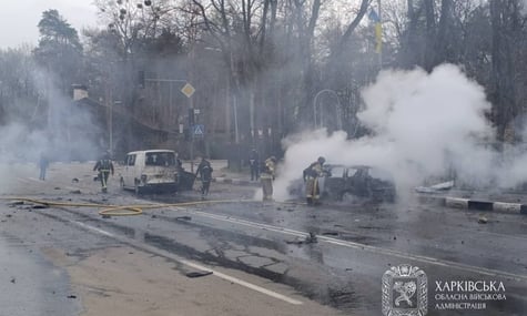 Наслідки російського обстрілу в Харкові